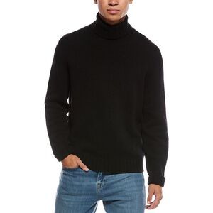 Palm Angels Mens  Curved Logo Wool-Blend Turtleneck Sweater, Black
